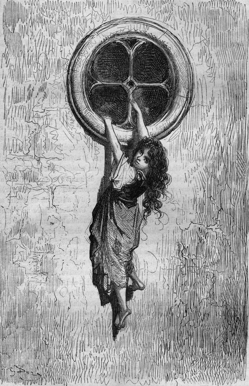 Chiquita, illustration av Gustave Dore av boken Captain Fracasse av Theophile Gautier av Gustave Dore