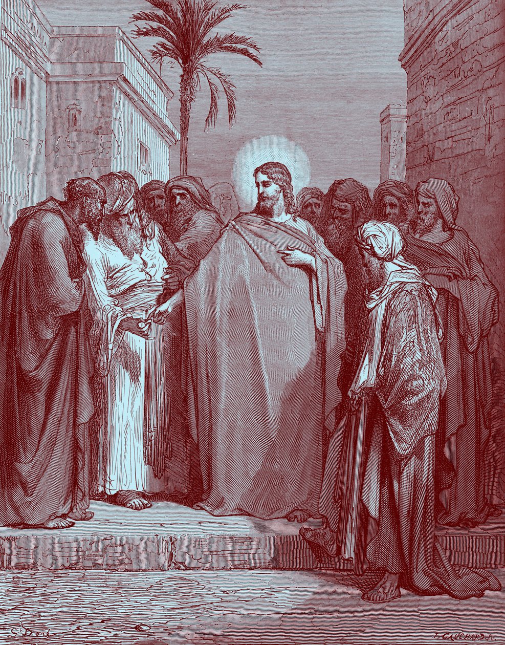 Kristus och hyllningspengarna - Bibeln av Gustave Dore