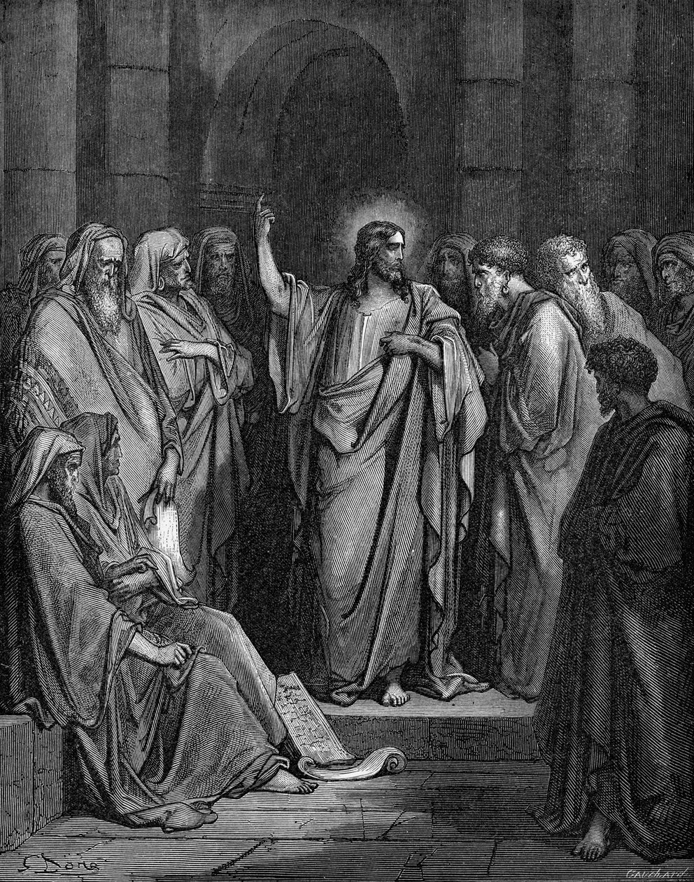 Kristus i synagogan av Gustave Dore