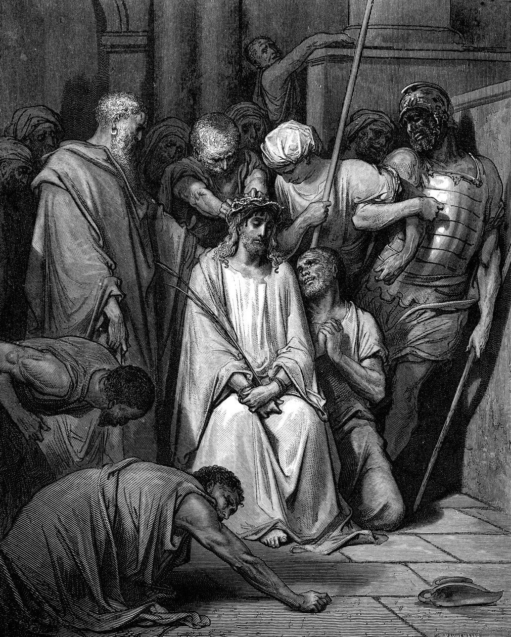 Kristus hånade och törnkronan placerad på hans huvud av Gustave Dore