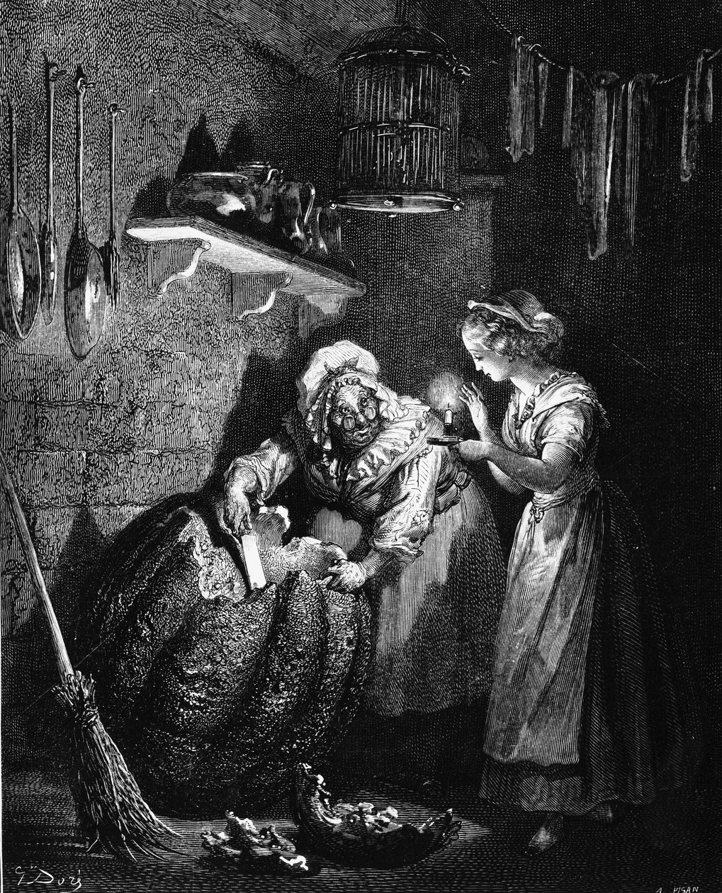 Askungen: illustration av Gustave Doré - i "Les Contes" av Charles Perrault. av Gustave Dore