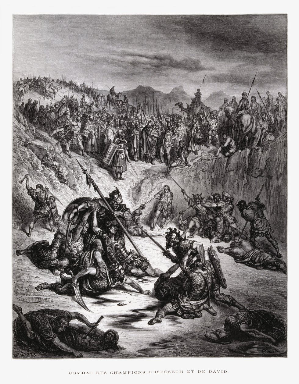 Ish-bosheths och Davids stridande soldater, illustration från Dore-bibeln av Gustave Dore