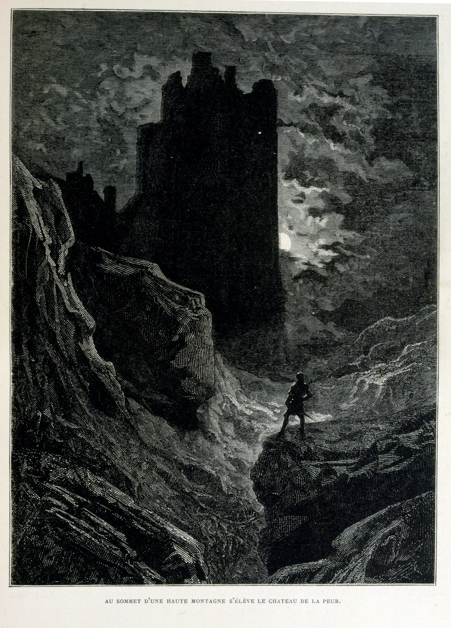 Croque-Mitaine; 1863 illustration, av Gustave Dore (1832 – 1883); Fransk konstnär, grafiker, illustratör. Croque-Mitaine (The bogeyman) en elak karaktär som presenteras för barn för att skrämma dem och på så sätt göra dem klokare. av Gustave Dore