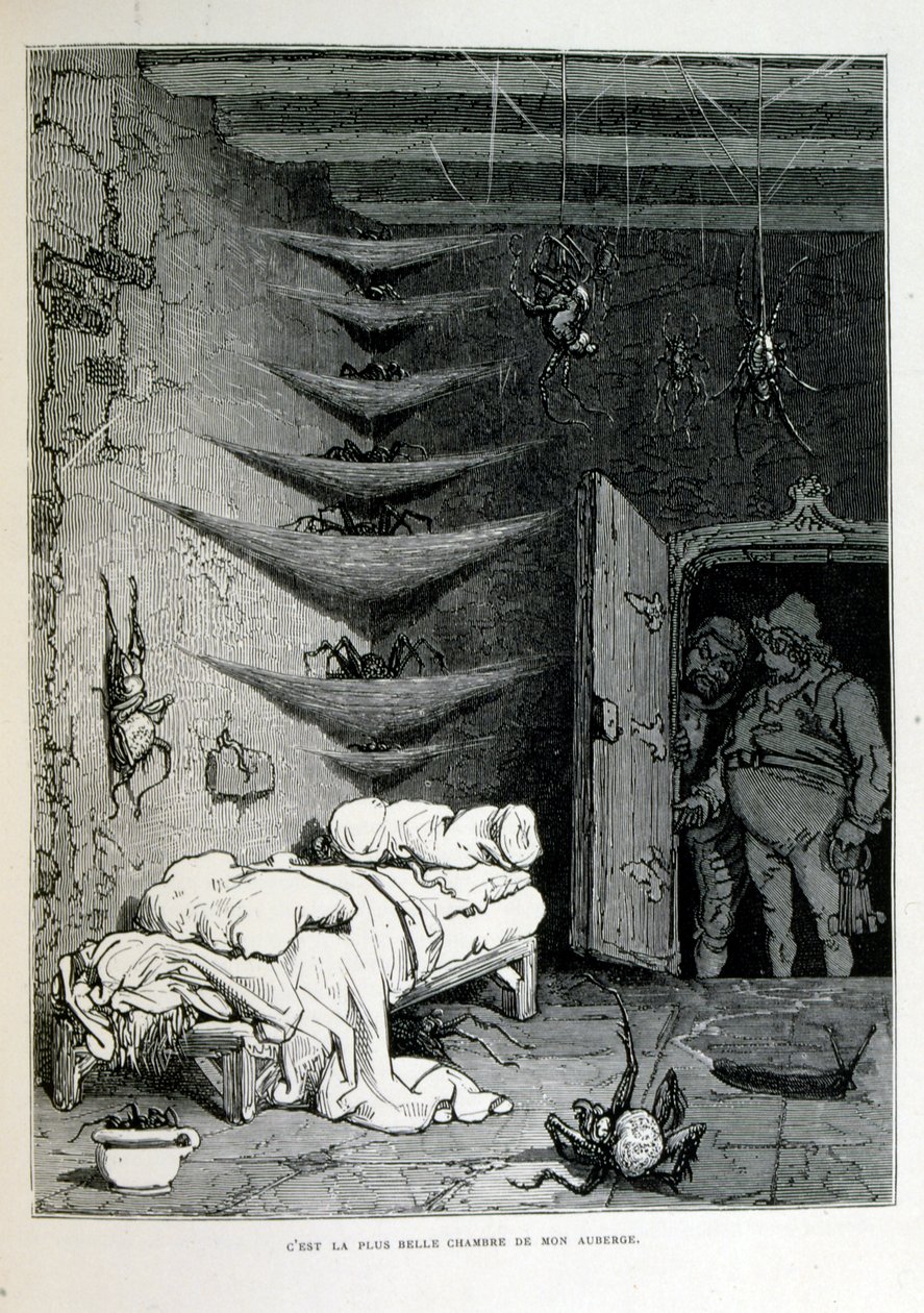 Croque-Mitaine; 1863 illustration, av Gustave Dore (1832 – 1883); Fransk konstnär, grafiker, illustratör. Croque-Mitaine (The bogeyman) en elak karaktär som presenteras för barn för att skrämma dem och på så sätt göra dem klokare. av Gustave Dore