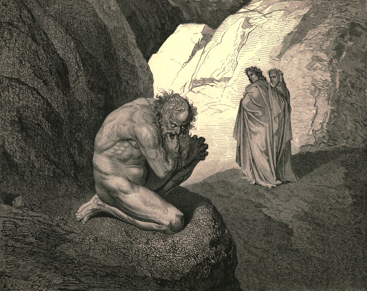 Förbannad varg! Din vrede inåt över dig själv byter, och förtär dig!, c1890. av Gustave Dore
