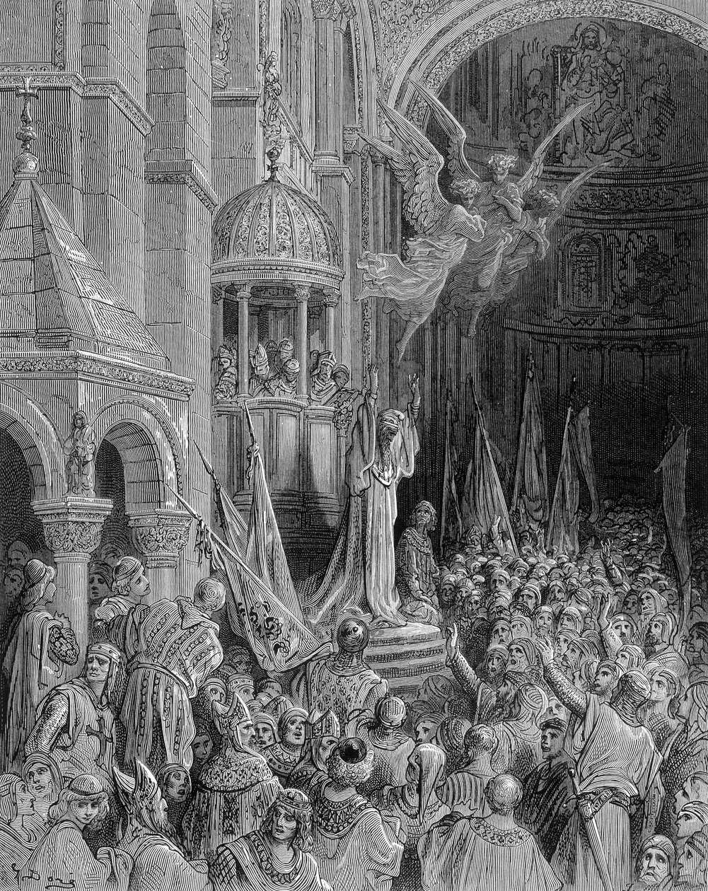 Dandolo predikar korståget i Markuskyrkan i Venedig - gravyr av Gustave Doré av Gustave Dore
