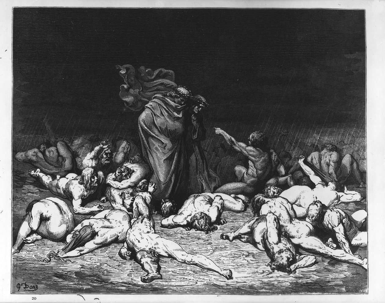 Dante och Vergilius i helvetet, illustration från 