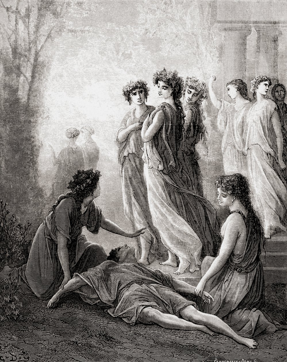 Daphnis et Alcimadure, från en utgåva från slutet av 1800-talet av Fables de La Fontaine (trästick) av Gustave Dore