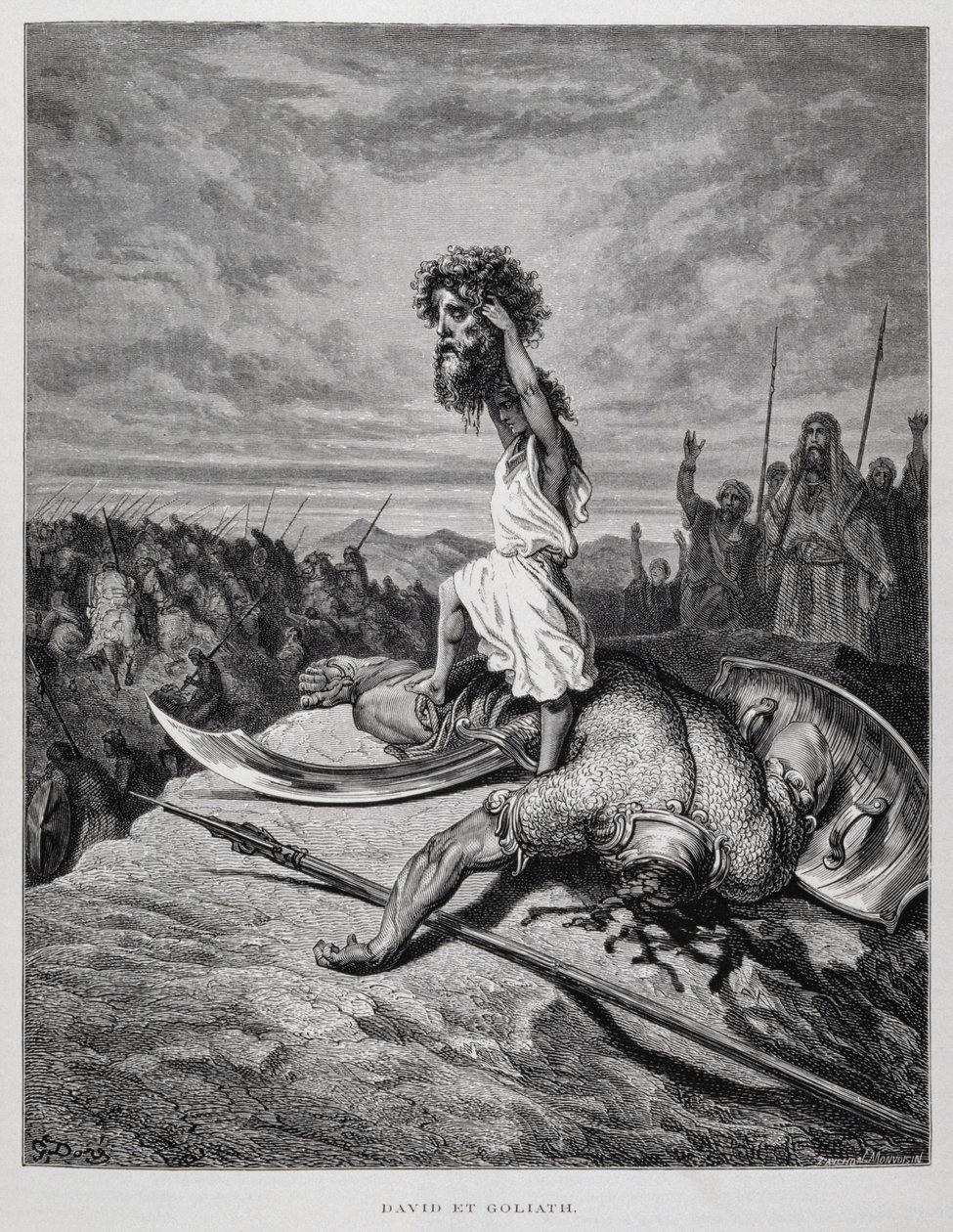 David dödar Goliat, illustration från Dore-bibeln av Gustave Dore