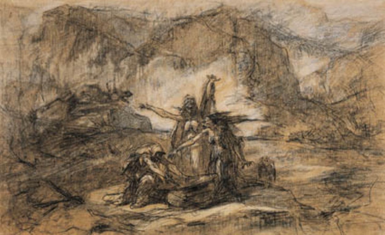 De tre häxorna från Shakespeares Macbeth av Gustave Dore