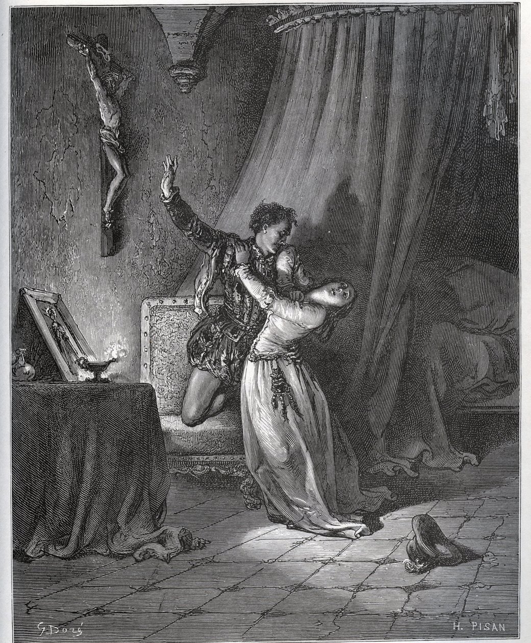 Don Fernand förklarar sin låga för Dorothee - från "Don Quixote de la Mancha" av Miguel Cervantes av Gustave Dore
