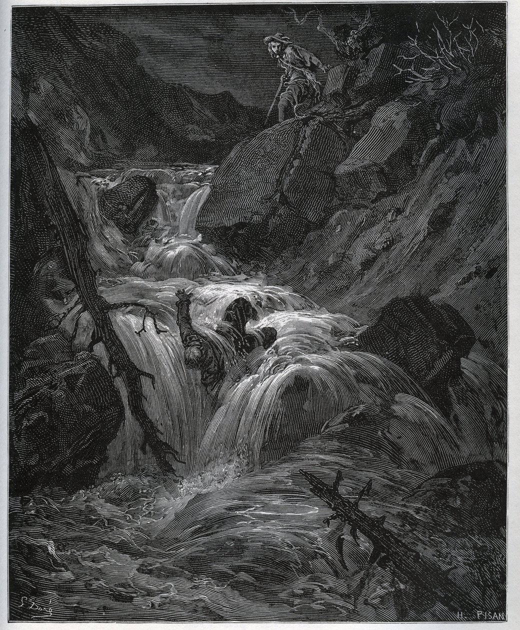 Dorothee, deguisee som en ung bonde, släpper lös sin lustfyllda betjänt - från "" Don Quixote de la Mancha"" av Miguel Cervantes av Gustave Dore