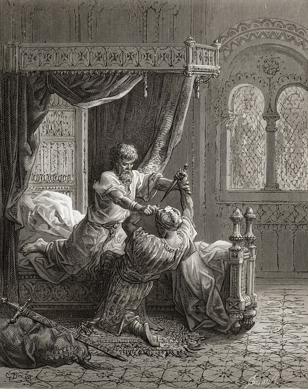 Edward I (1239-1307) av England dödar hans skulle bli mördare i juni 1272, illustration från 