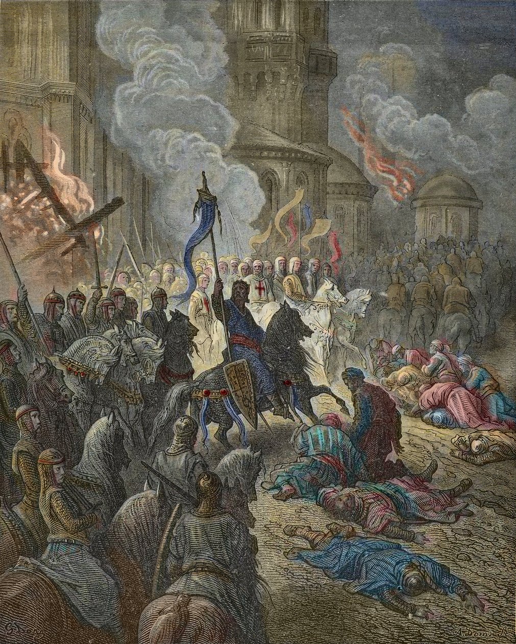 Korsfararnas inträde i Konstantinopel 1204, illustration från 