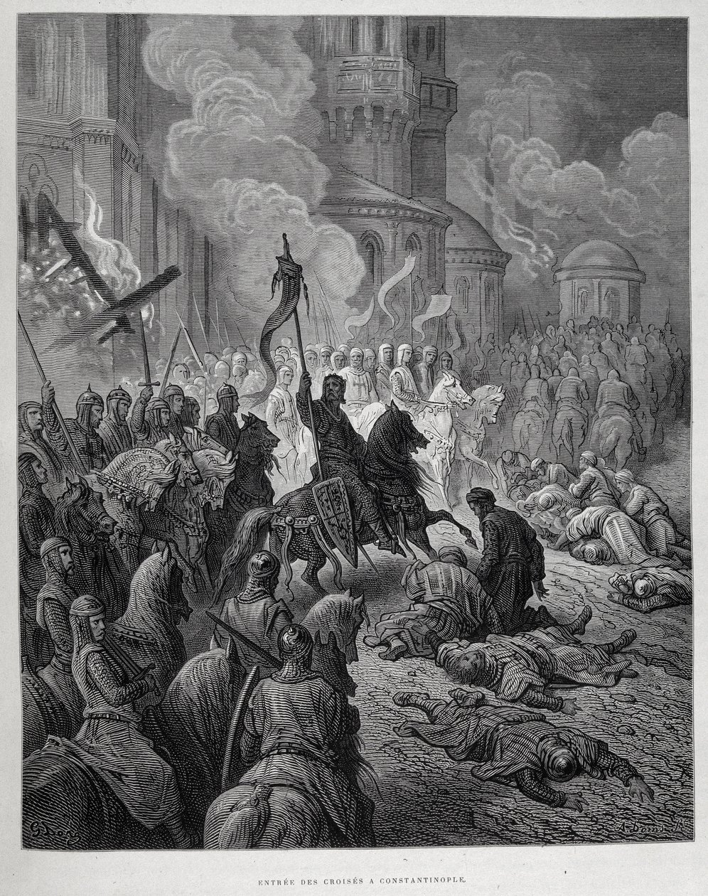 Korsfararnas intåg i Konstantinopel under det fjärde korståget av Gustave Doré. av Gustave Dore