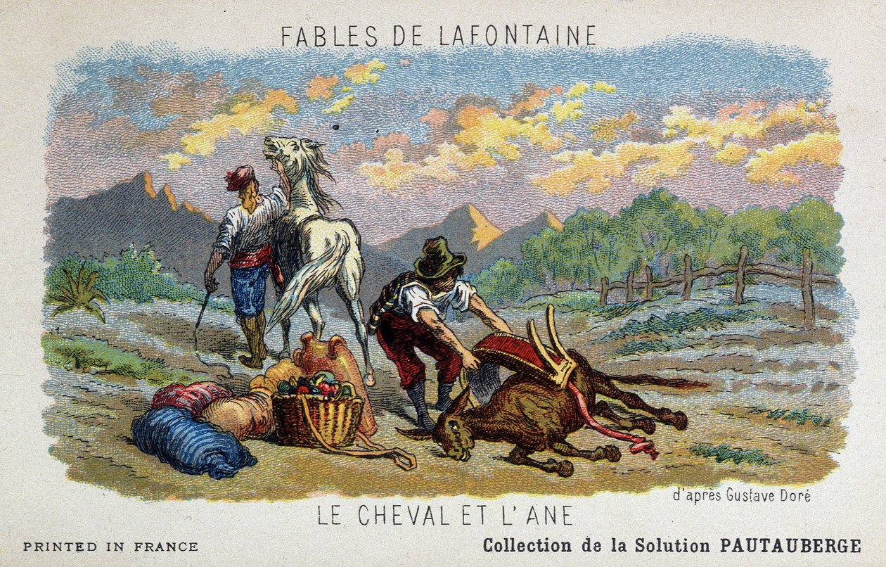 Fable de Lafontaine: hästen och åsnan enligt Gustave Doré av Gustave Dore