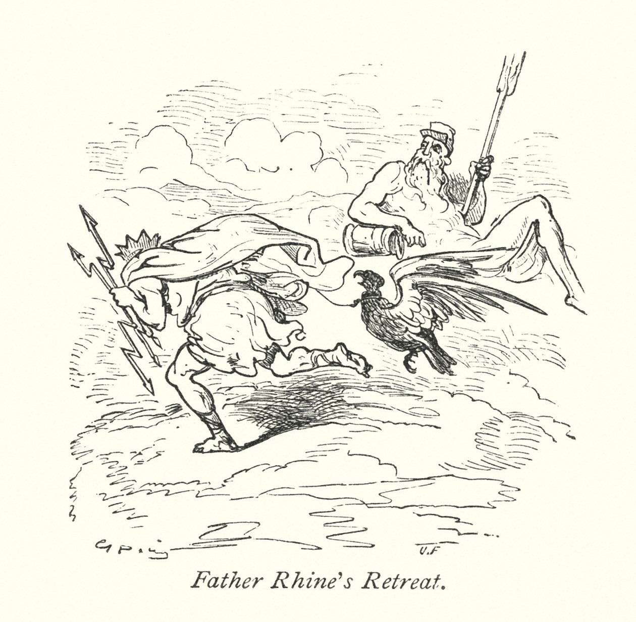 Fader Rhines reträtt (gravyr) av Gustave Dore