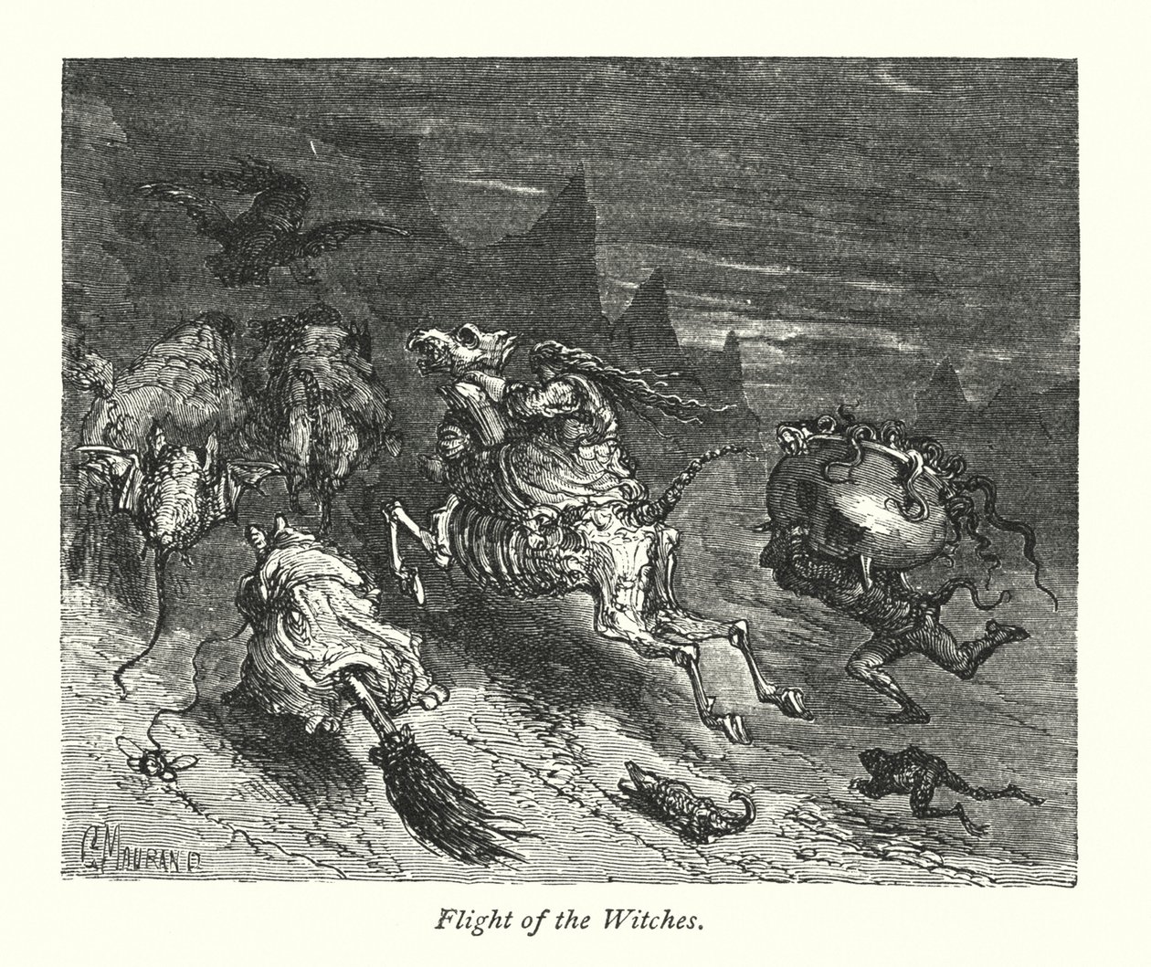 Häxornas flykt (gravyr) av Gustave Dore