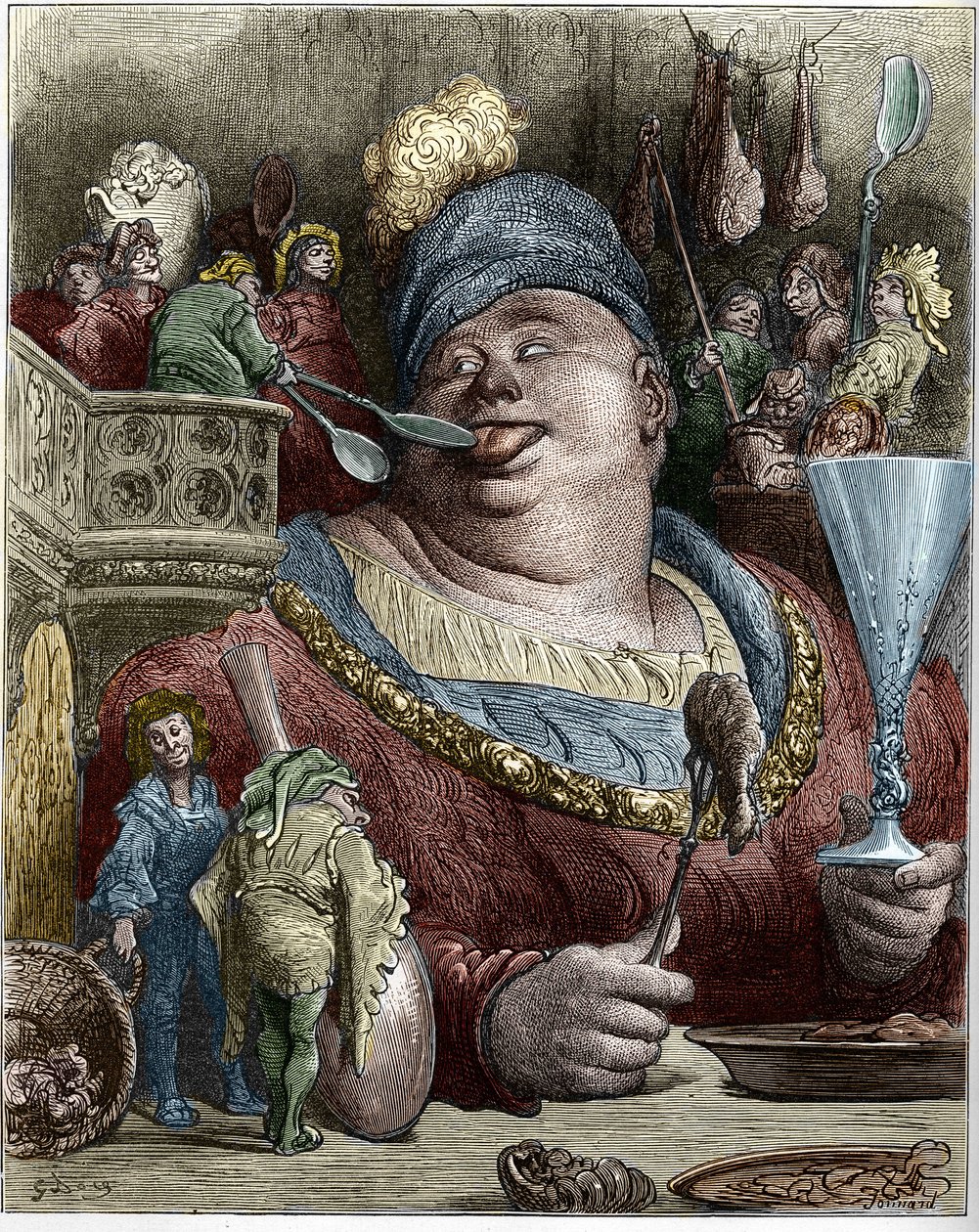 Gargantua karaktär i romanerna av Francois Rabelais (1494-1553), fransk författare. Illustration av Gustave Dore (1832-1883). av Gustave Dore