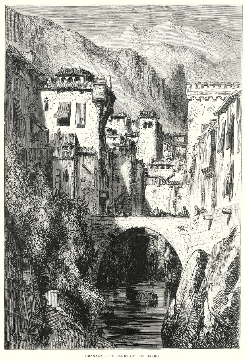 Granada - Darros stränder (gravyr) av Gustave Dore
