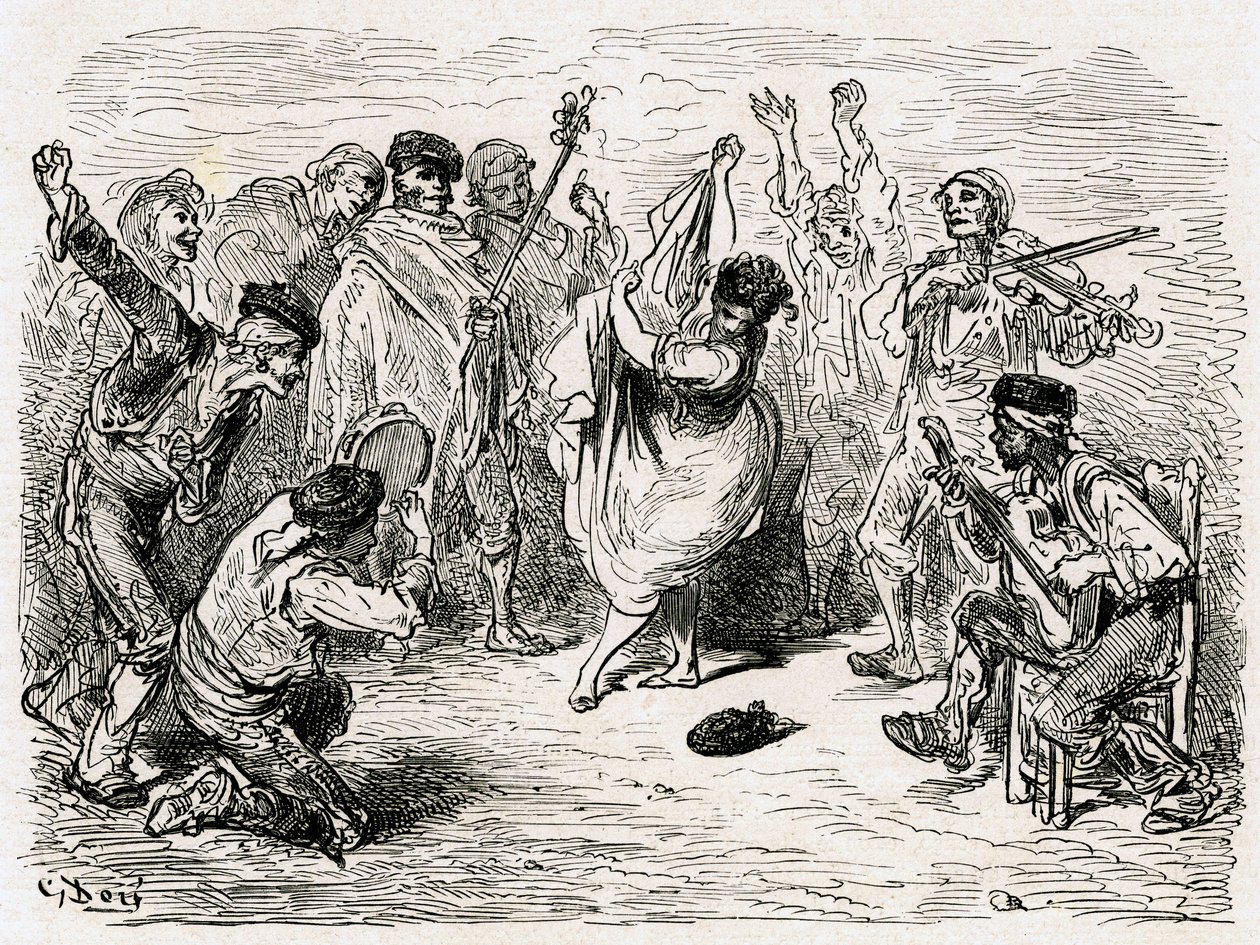 Illsutration till "Voyage en Espagne" skriven av Charles Davillier publicerad 1866 (gravyr) av Gustave Dore