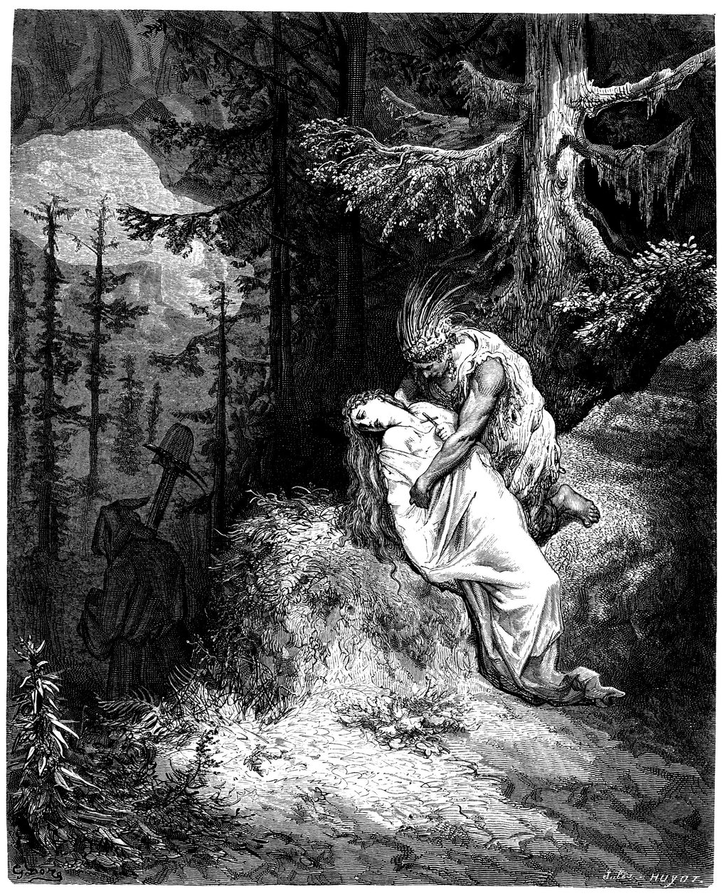 Illustration av Gustave Dore (1832-1883) till romanen av Francois Rene de Chateaubriand (1768-1848), Atala, edition Hachette 1863 - av Gustave Dore