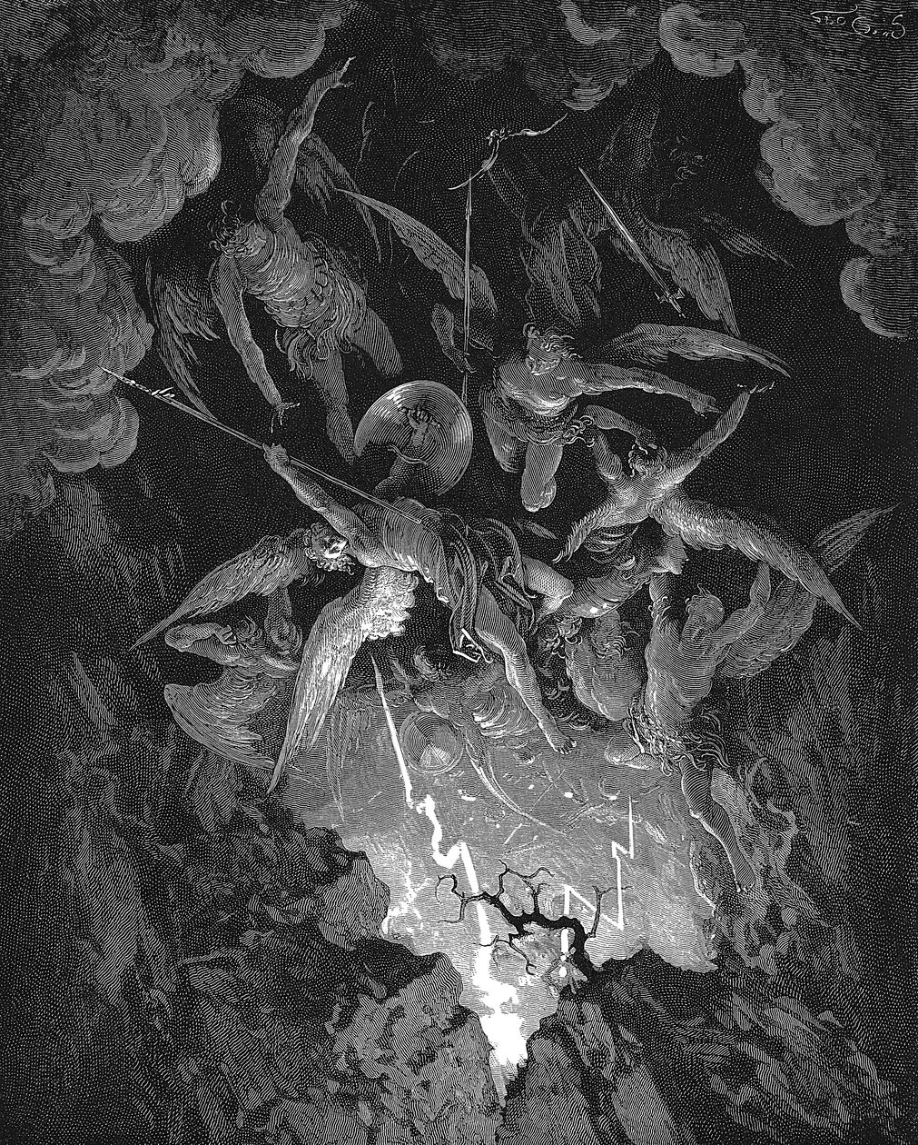 Illustration från John Miltons Paradise Lost, 1866 av Gustave Dore