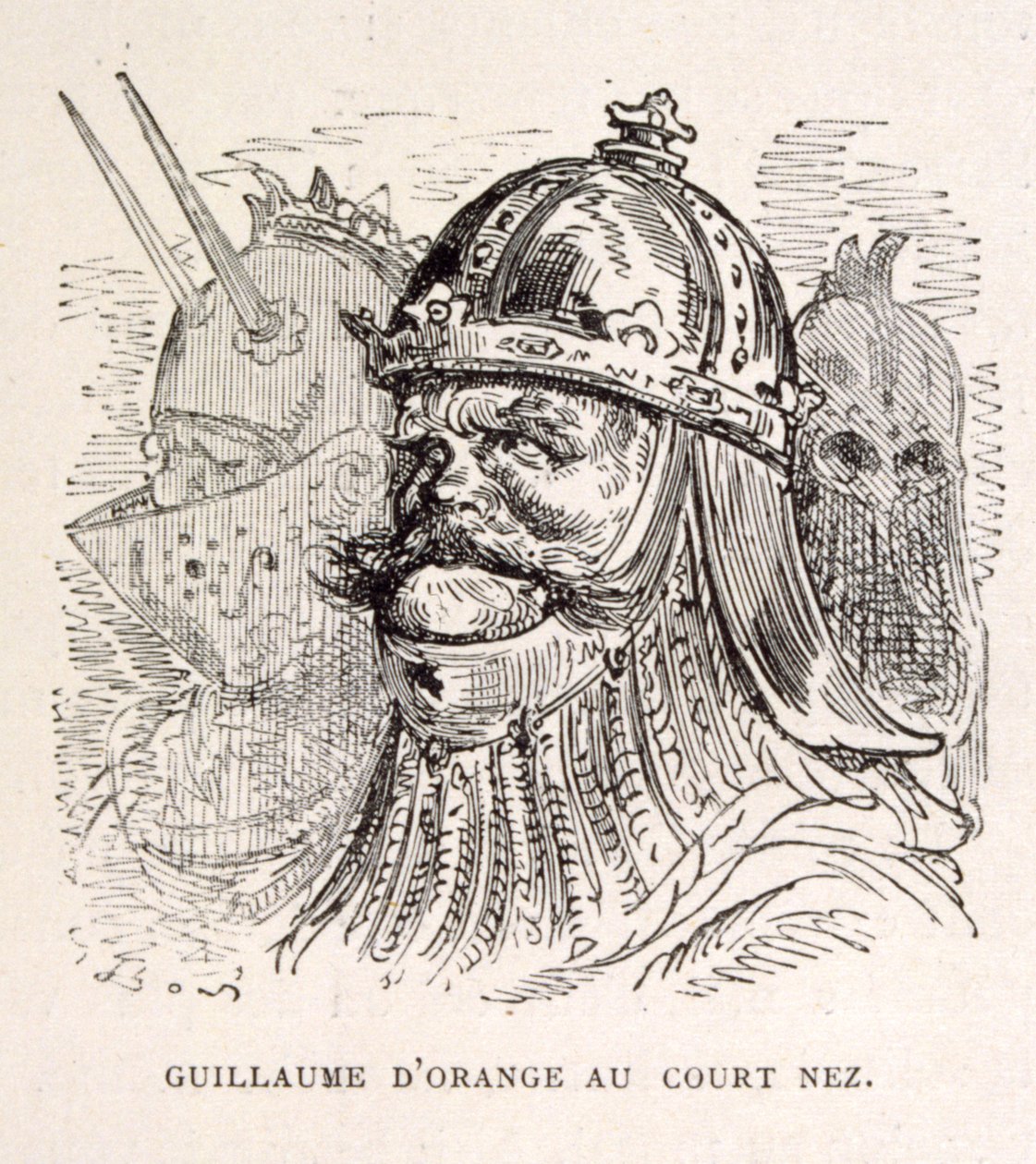 Illustration av kung Vilhelm av Oranien. från La legende de Croque-Mitaine. av Gustave Dore