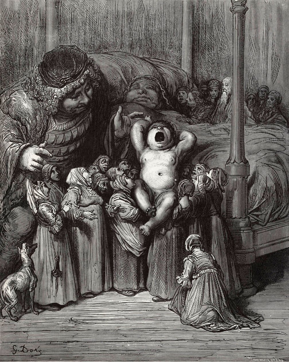 Illustration till boken Gargantua and Pantagruel av Rabelais, 1854. av Gustave Dore
