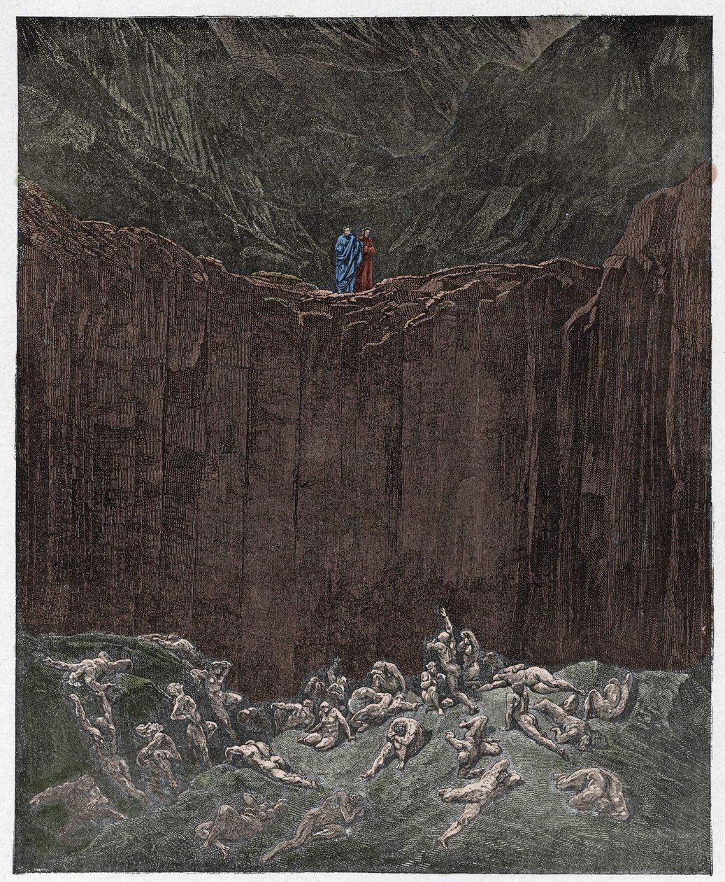 Inferno, Canto 29: Förfalskarna plågades i dalen, illustration från "Den gudomliga komedin" av Dante Alighieri, 1885 av Gustave Dore