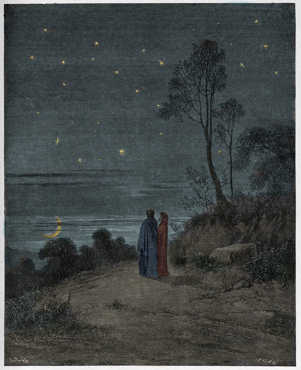 Inferno, Canto 2: Den första nattens mörknande himmel, illustration från "The Divine Comedy" av Dante Alighieri, 1885 av Gustave Dore
