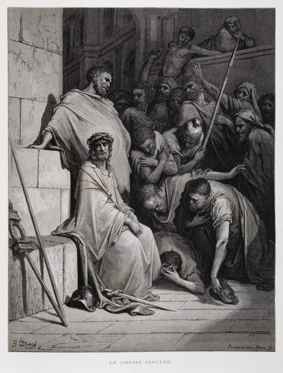 Förolämpningar mot Kristus under hans rättegång, Illustration från Dore-bibeln av Gustave Dore
