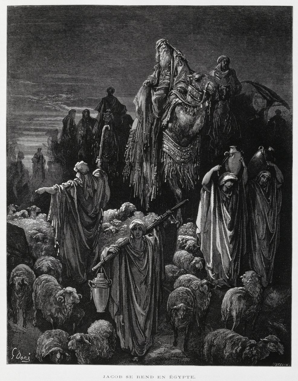 Jakob och hans söner anländer till Egypten, Illustration från Dore-bibeln av Gustave Dore