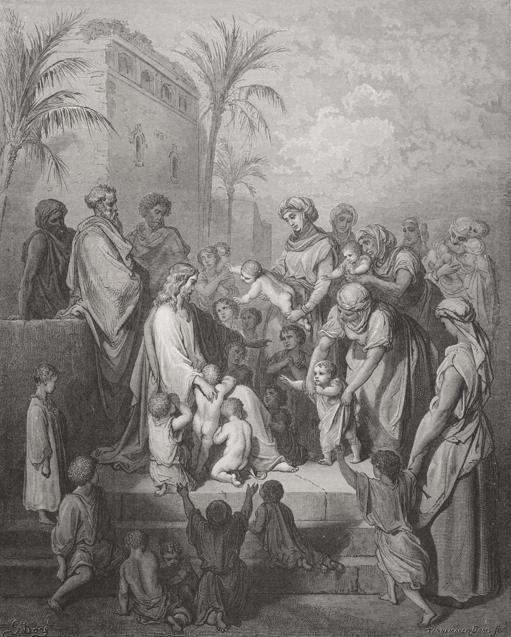 Jesus Blessing the Children, kielelezo kutoka kwa Dore