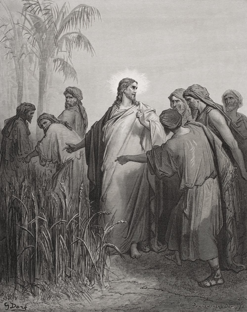 Jesus och hans lärjungar i majsfältet, illustration från Dores 