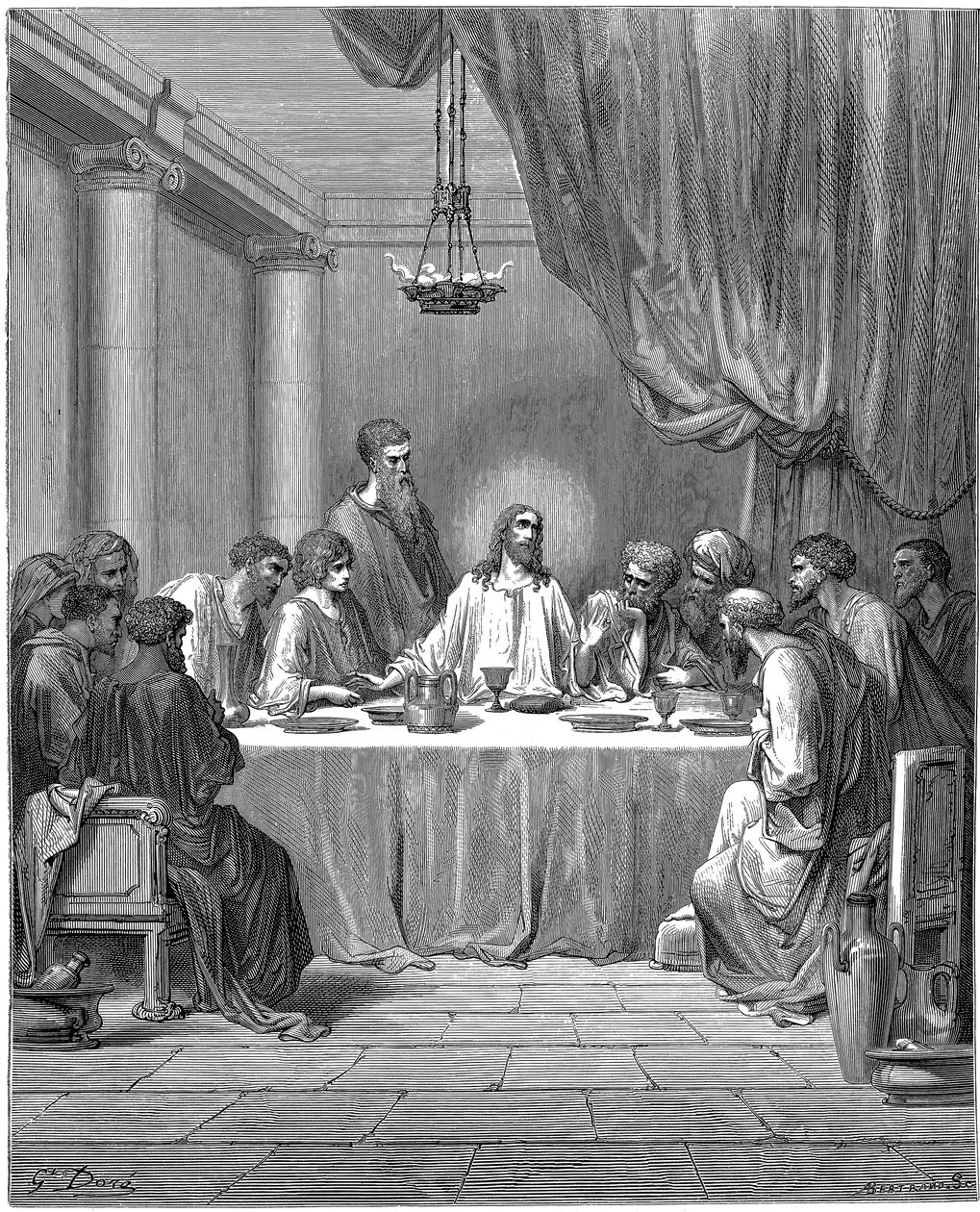 Jesus och hans lärjungar vid den sista måltiden, 1866 av Gustave Dore