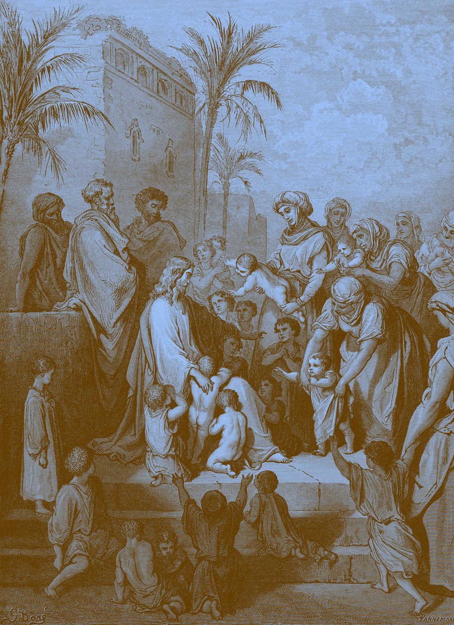 Jesus välsignar barnen, av Doré. - Bibeln av Gustave Dore