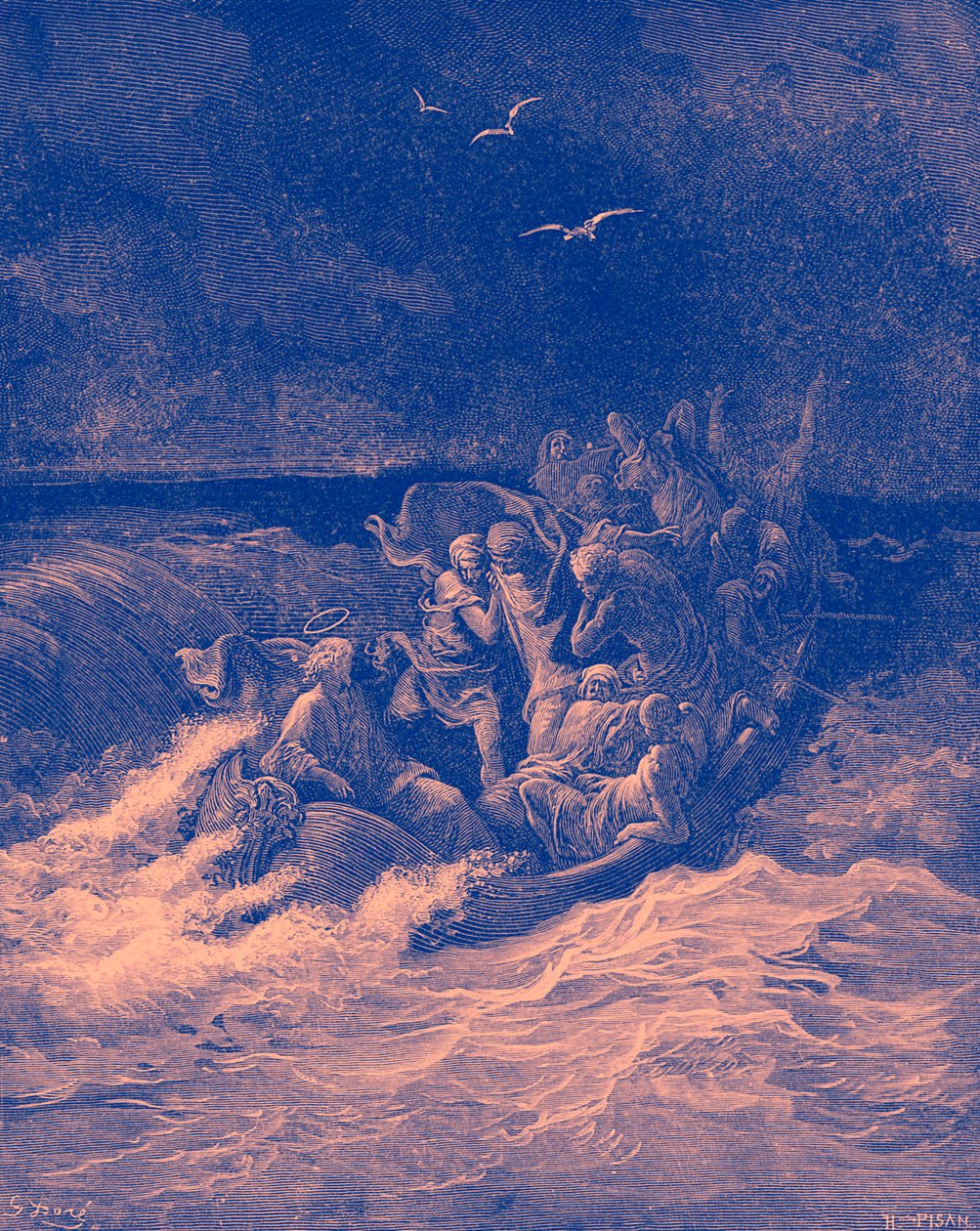 Jesus stillar stormen - Bibeln av Gustave Dore