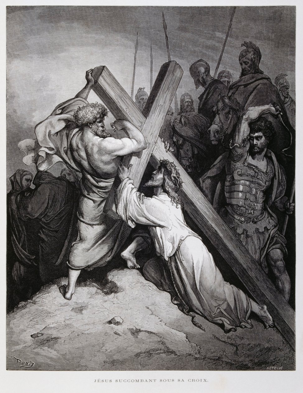 Jesus bär korset, illustration från Dore-bibeln av Gustave Dore