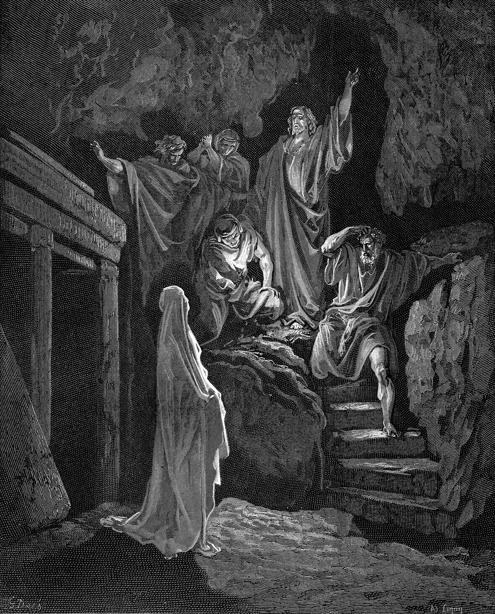 Jesus reser Lasarus från sin grav, 1865-1866 av Gustave Dore