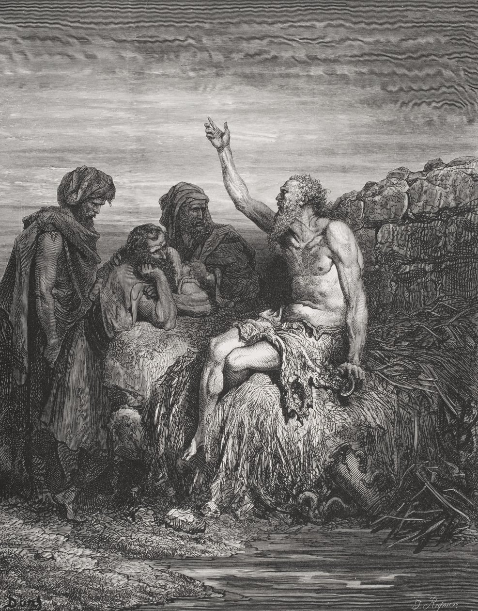 Job och hans vänner, Job 6:1-4, illustration från Dores 