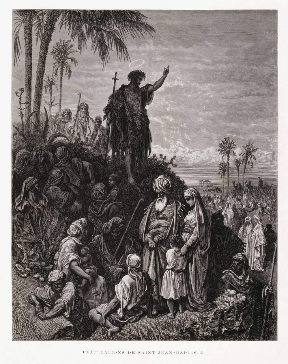 Johannes Döparen predikar, illustration från Dore-bibeln av Gustave Dore