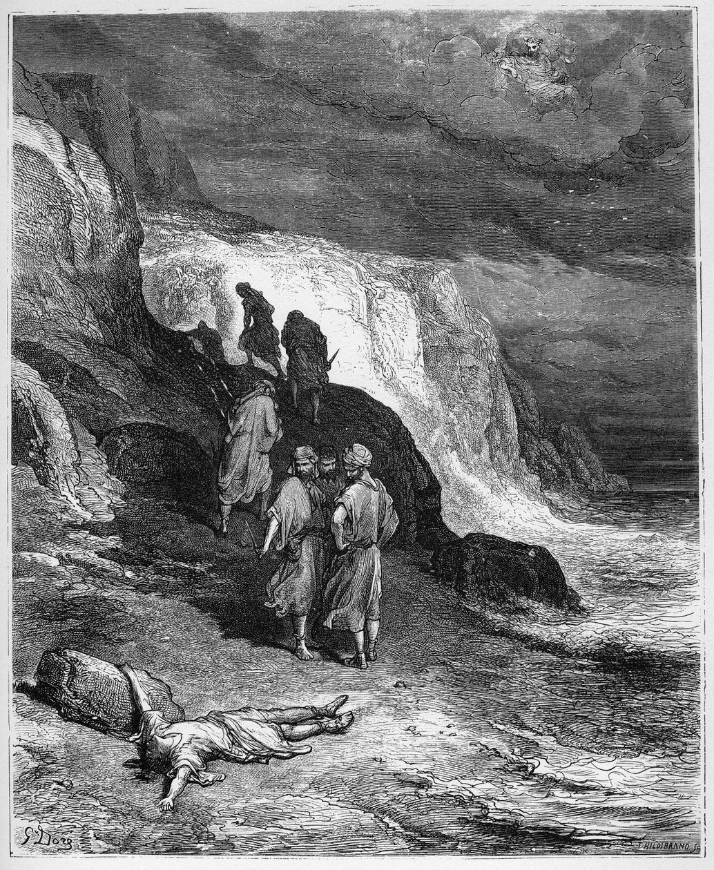 Jupiter et le Passenger - JUPITER OCH PASSAGERAREN - från "Fables" av Jean de La Fontaine av Gustave Dore