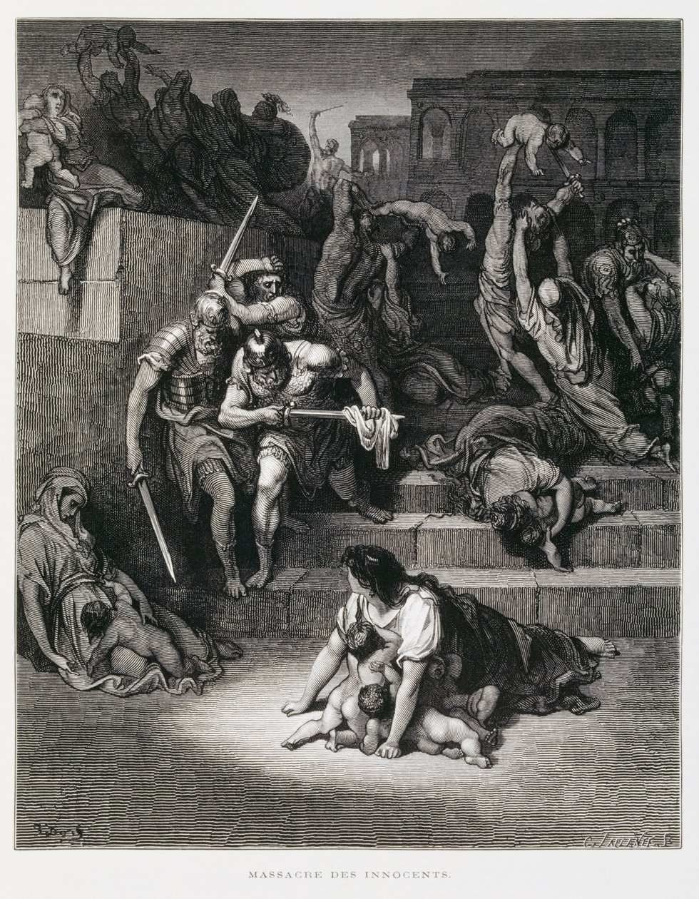 Kung Herodes beordrar massakern på de oskyldiga, Illustration från Dore-bibeln av Gustave Dore