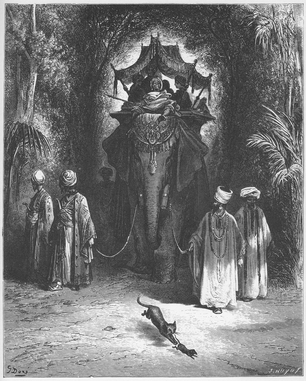 Le rat et L"elephant - RÅTTA OCH ELEFANT - från "Fables" av Jean de La Fontaine av Gustave Dore