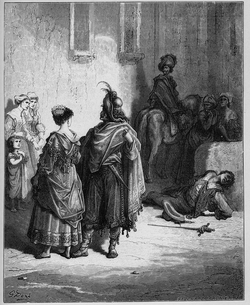 The Two Roosters - The Two Roosters - från "Fables" av Jean de La Fontaine av Gustave Dore