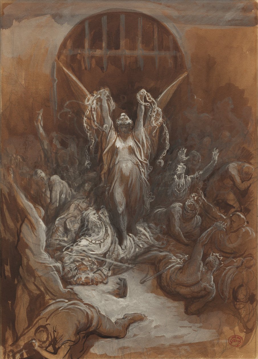 Liberty, c. 1865-1875 (brun tvätt och grå och vit gouache med grafit) av Gustave Dore