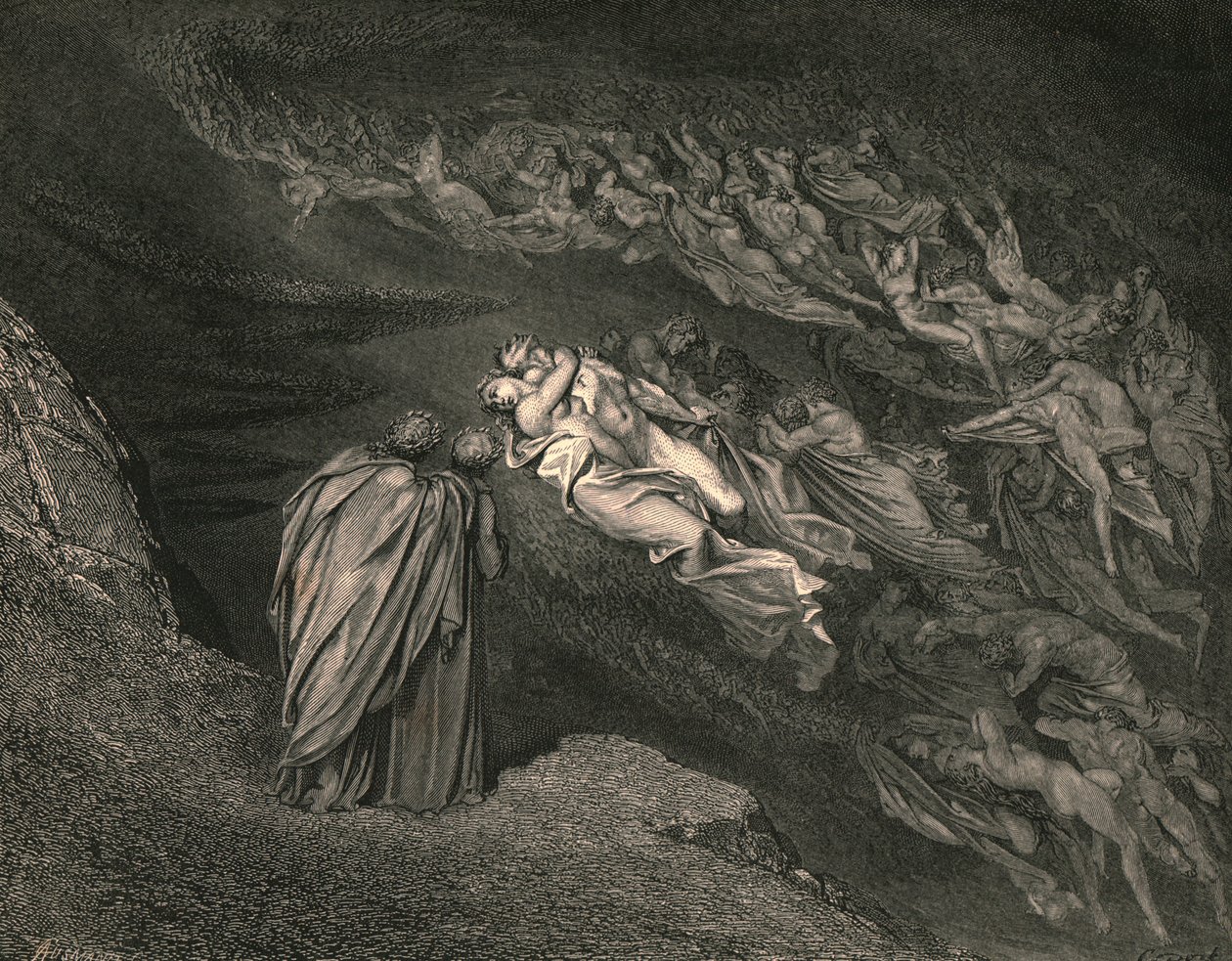 Kärlek förde oss till en död: Caina väntar på själen, som splittrade vårt liv, c1890. av Gustave Dore
