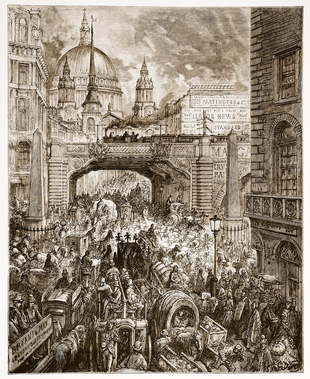 Ludgate Hill, från "London, a Pilgrimage", skriven av William Blanchard Jerrold (1826-94) pub. 1872 av Gustave Dore