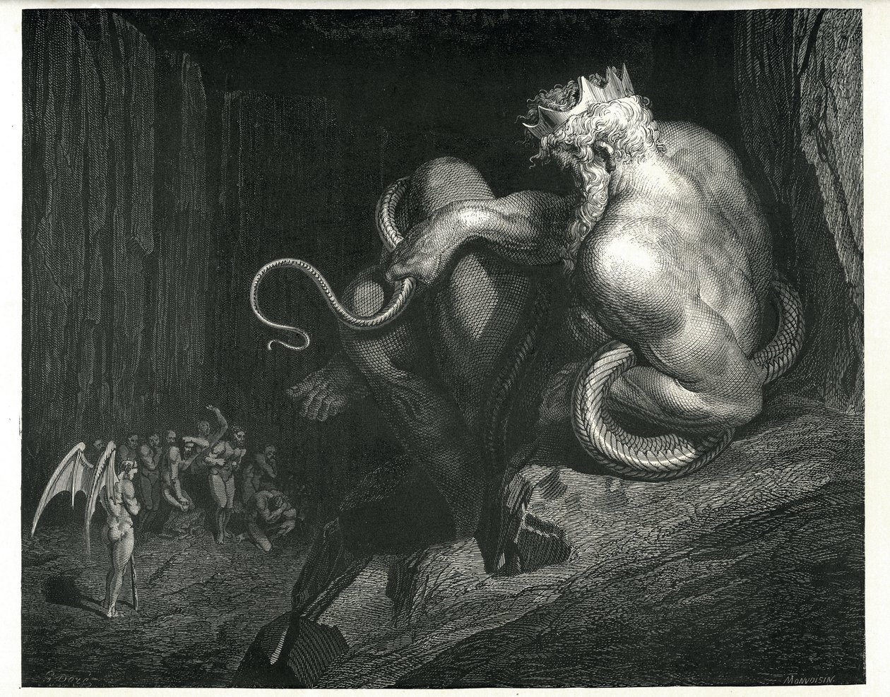 Minos: från The Enfer av Dante Alighieri av Gustave Dore